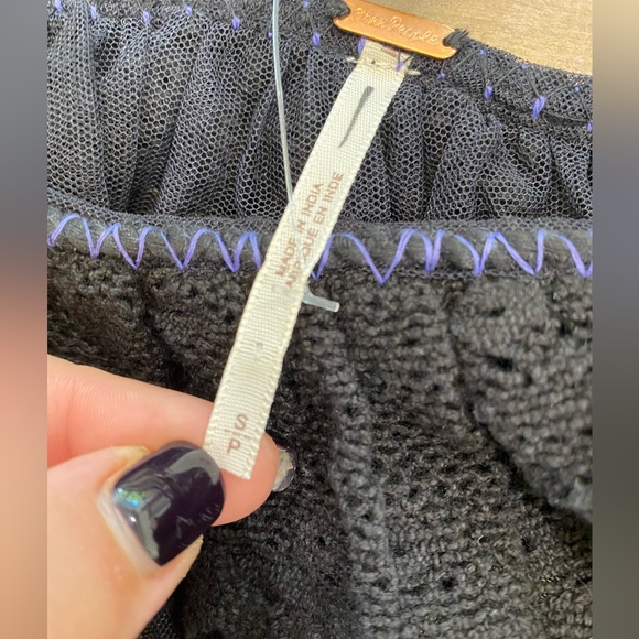 Free People sheer floral lace cold shoulder top trapeze tulle sexy - Picture 10 of 13